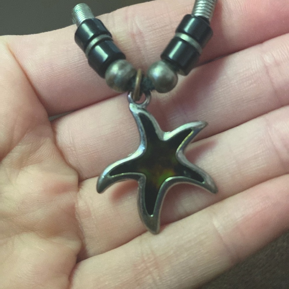 Mood Changing Beaded Starfish Cotton Cord Necklace